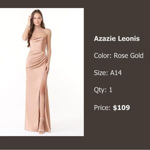 Azazie A14 Leonis Rose Gold Dress Stretch Satin